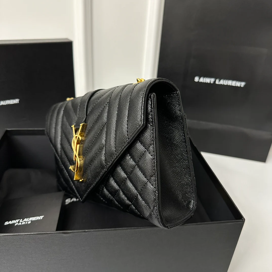 Конверт YSL, маленький, черный и золотой