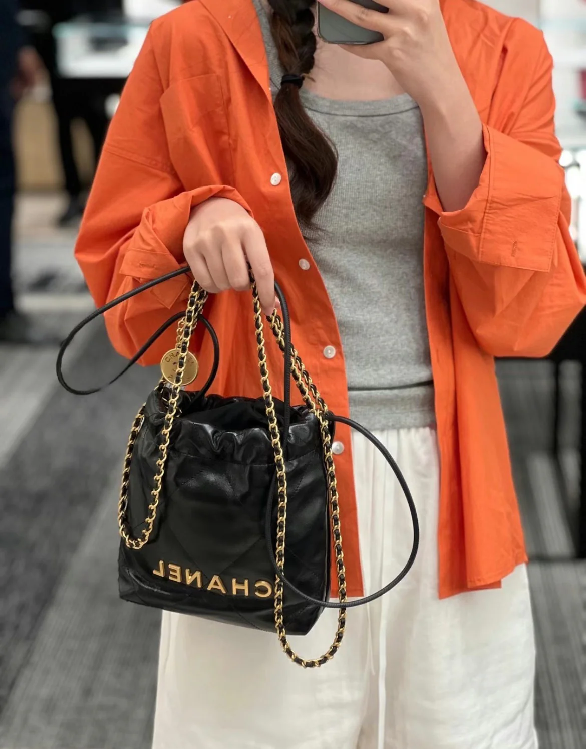 Мини-сумочка 23s-22 - Натуральная кожа - Черно-золотая