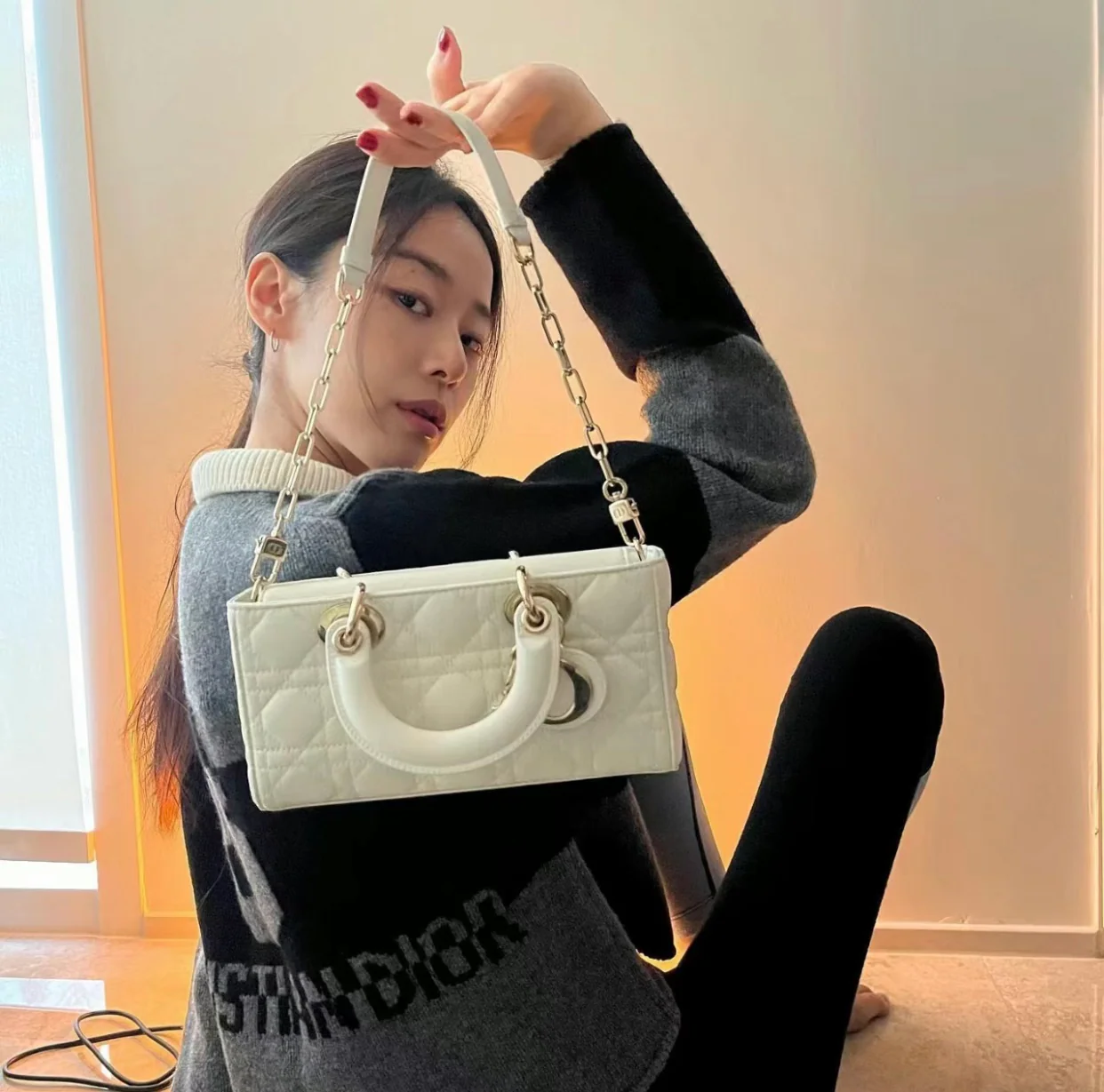 Вечерняя сумочка Dior Ladyd Joy, маленькая, белая.