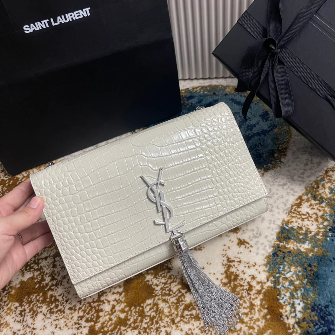 Сумка YSL Kate с цепочкой и крокодиловым принтом - Средний размер - 11