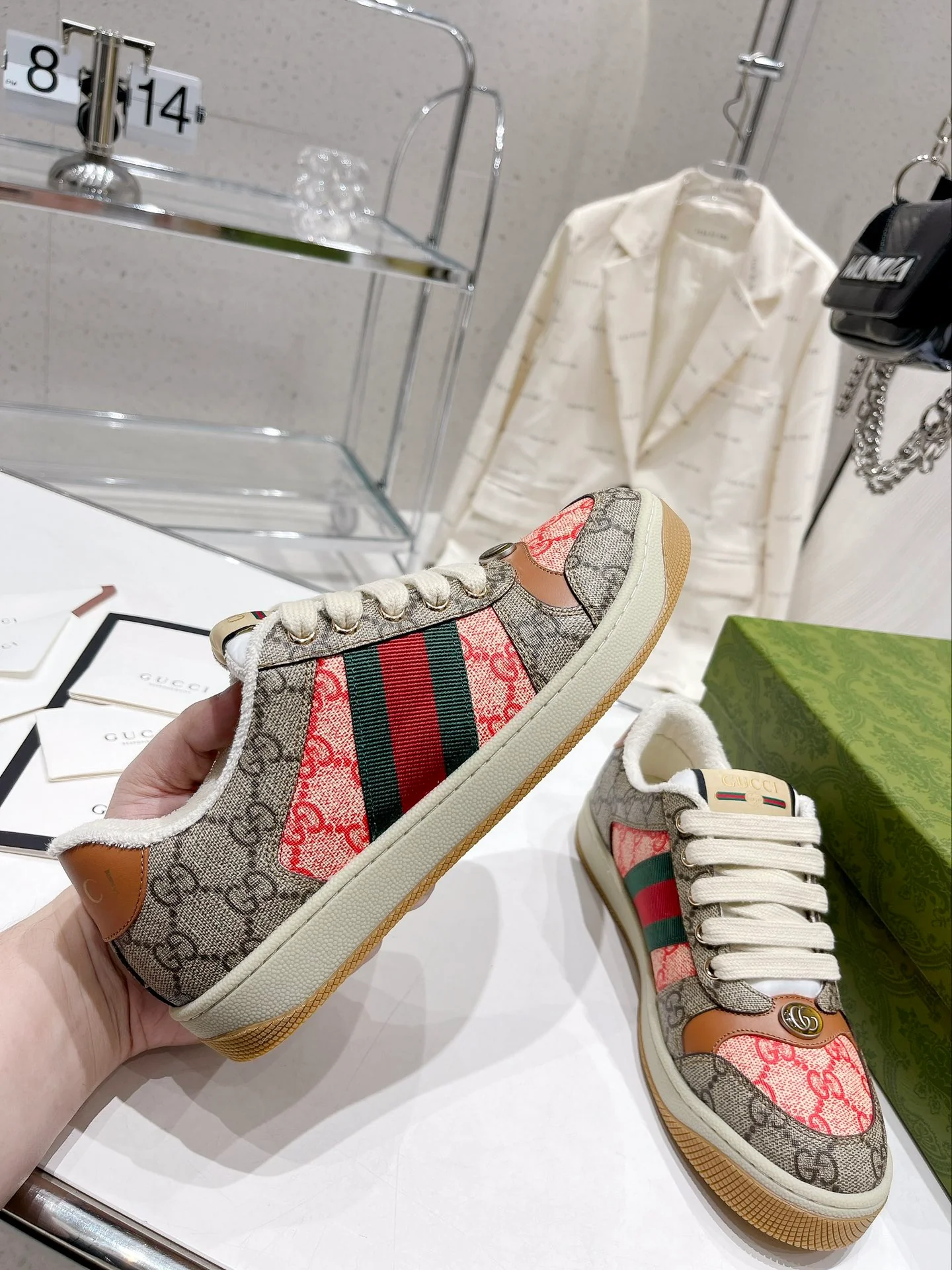 Gucci - Повседневные кроссовки - Парный стиль - Коричнево-розовые