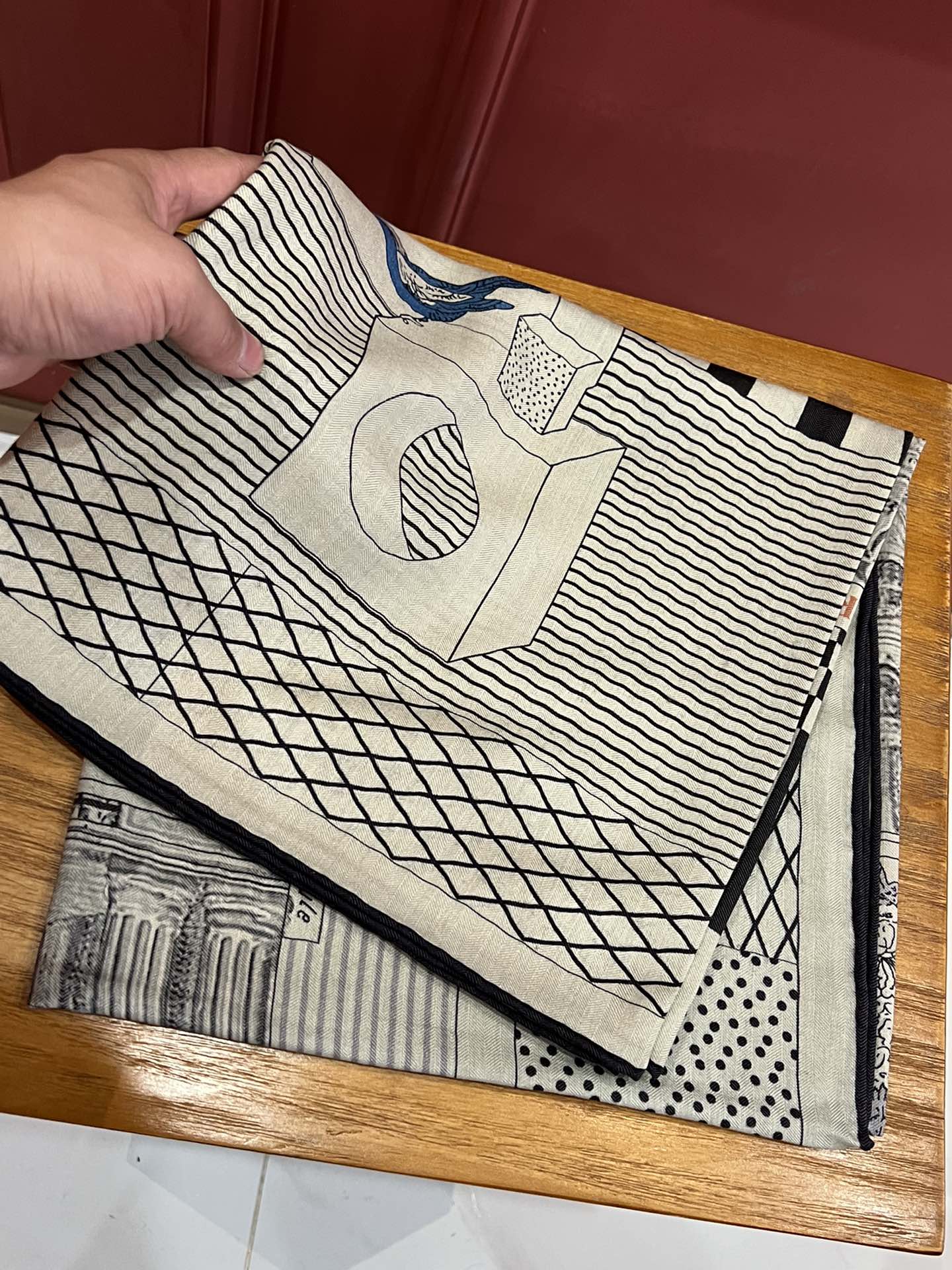 Шарф Hermes Grand Theatre Square Scarf - 140 см - Шелк-кашемир - Черный