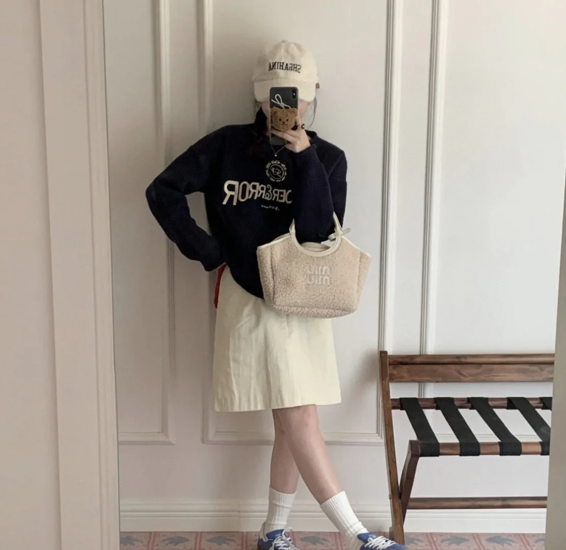 Сумка-тоут Miu Miu Ivy - овечья шерсть - маленькая - белая