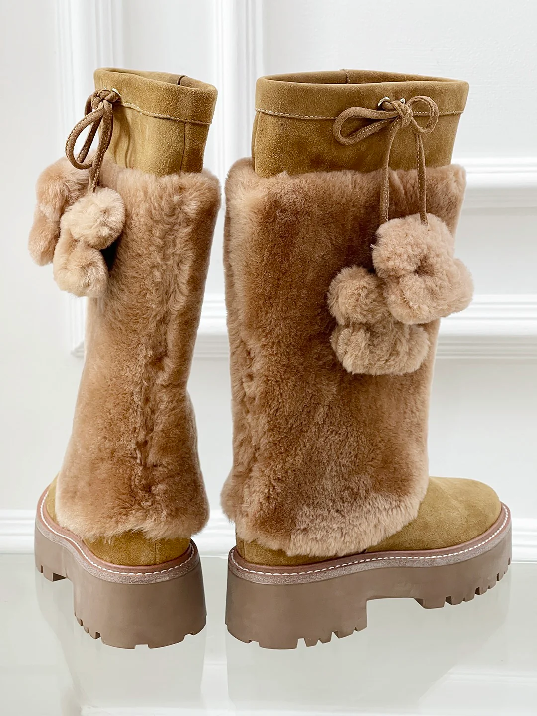 Шерстяные высокие сапоги Celine 2024 — кофейно-коричневый