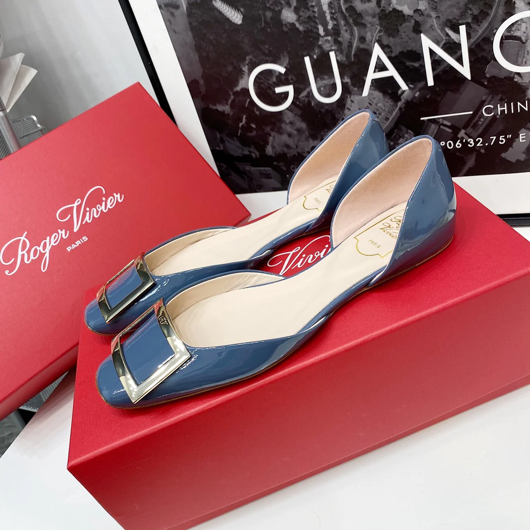 RV-Flat Bottom Hollow Square Toe-Misty Blue