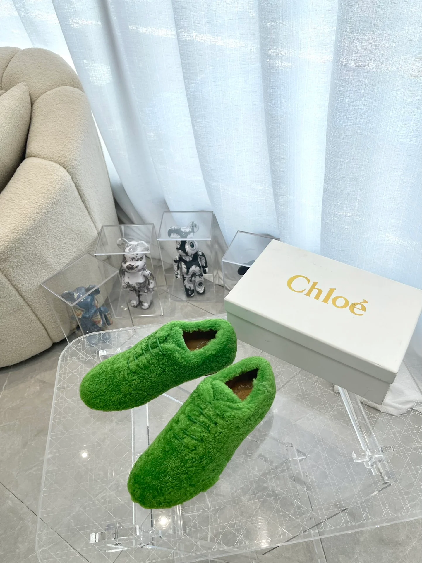 Туфли Chloe - Chloe - овечья шерсть - лоферы - зеленые