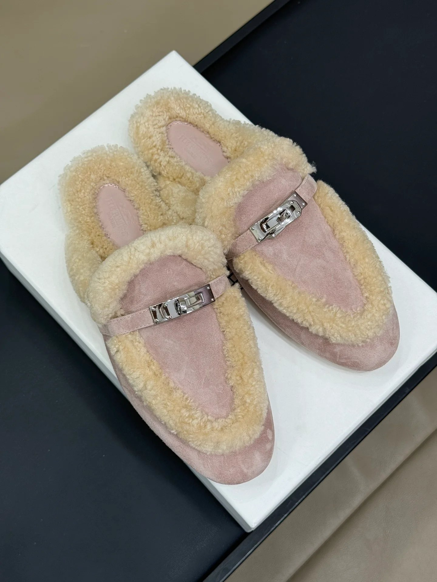 Кашемировые тапочки Hermes 2024 - розовые