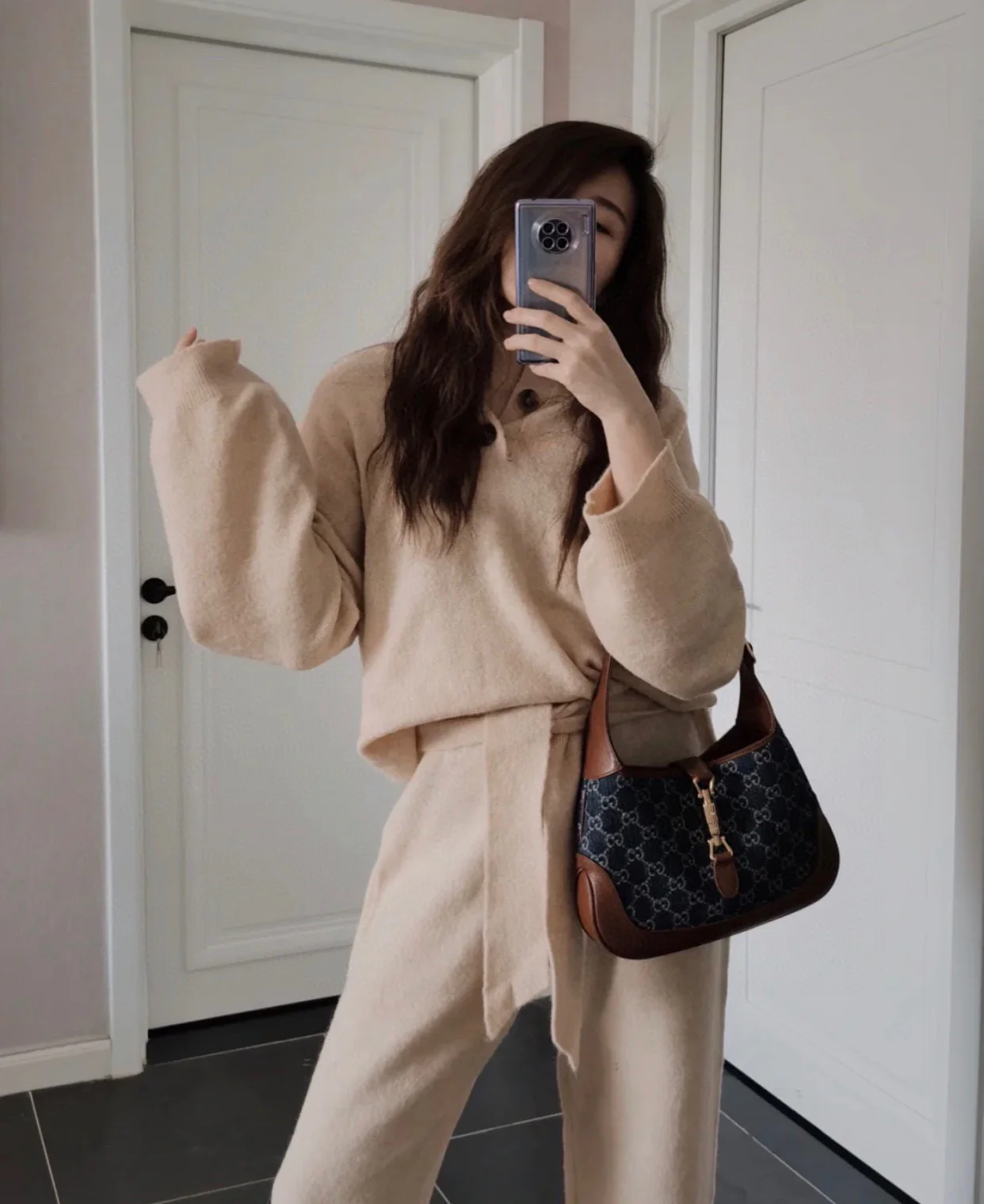 Gucci-经典 Jackie 牛仔丹宁帆布手袋-腋下包