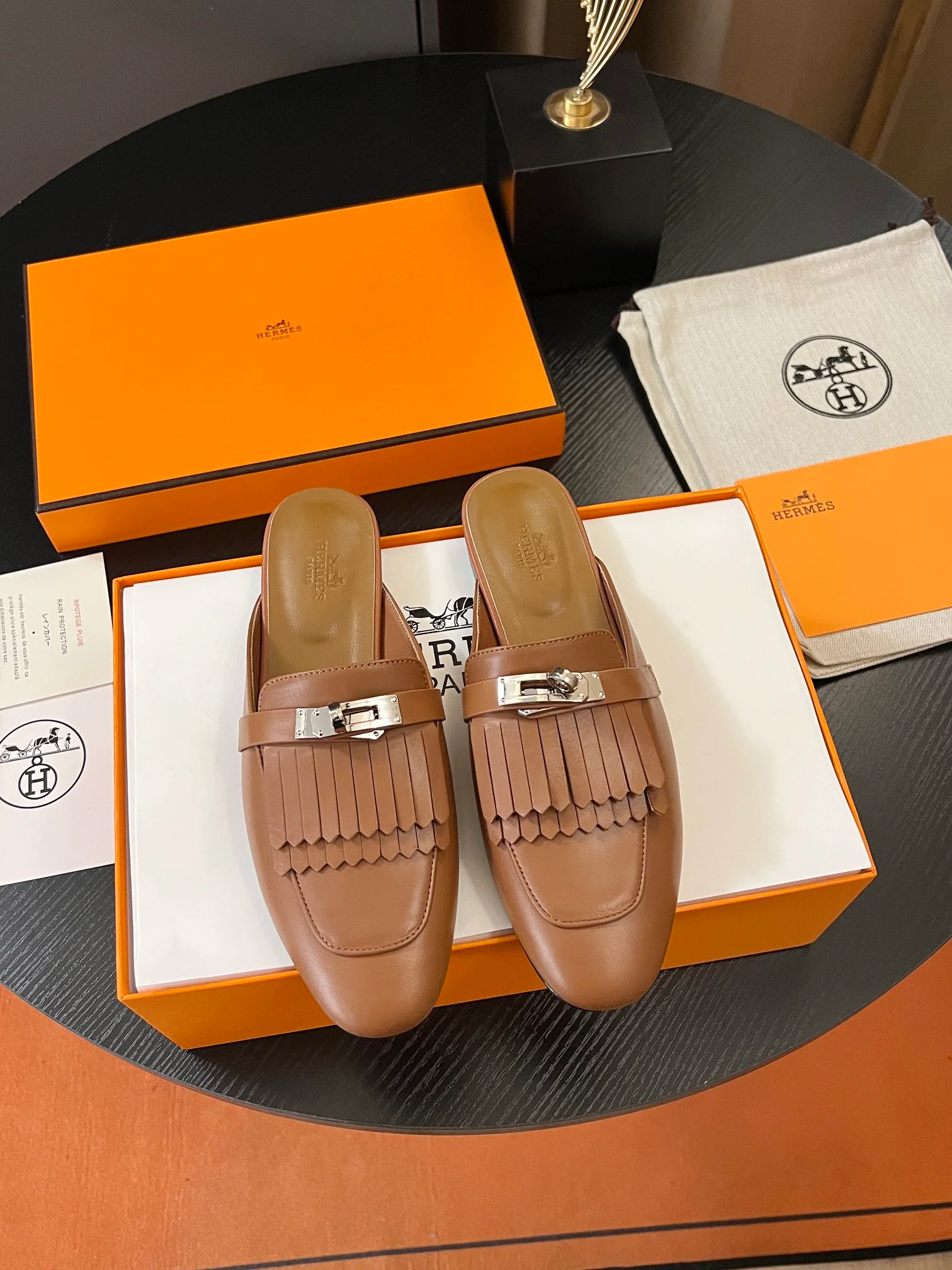 Тапочки Hermes Kelly Mule 2024 - Кофейный цвет