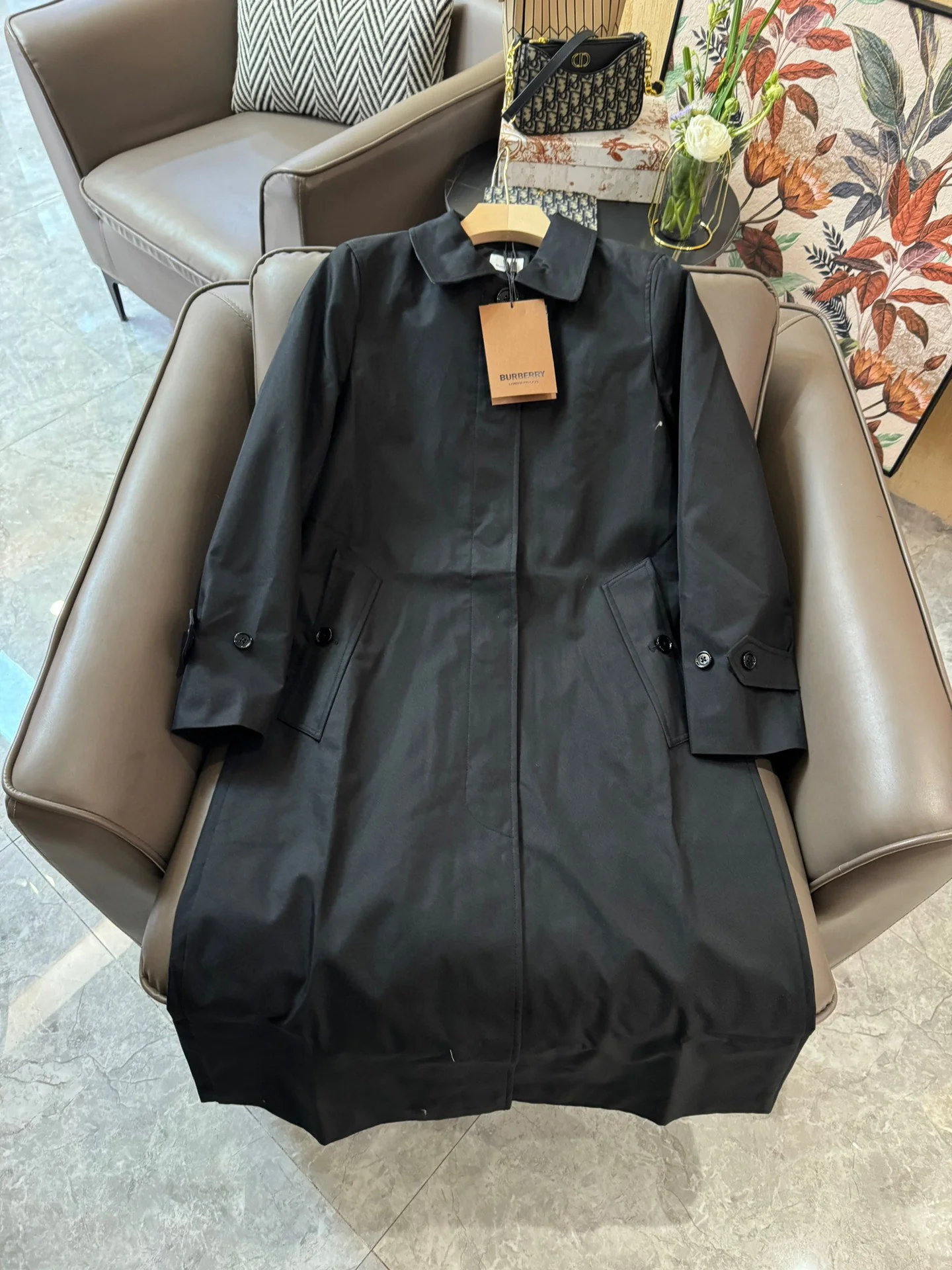 Длинный французский тренч Burberry 2403 - черный