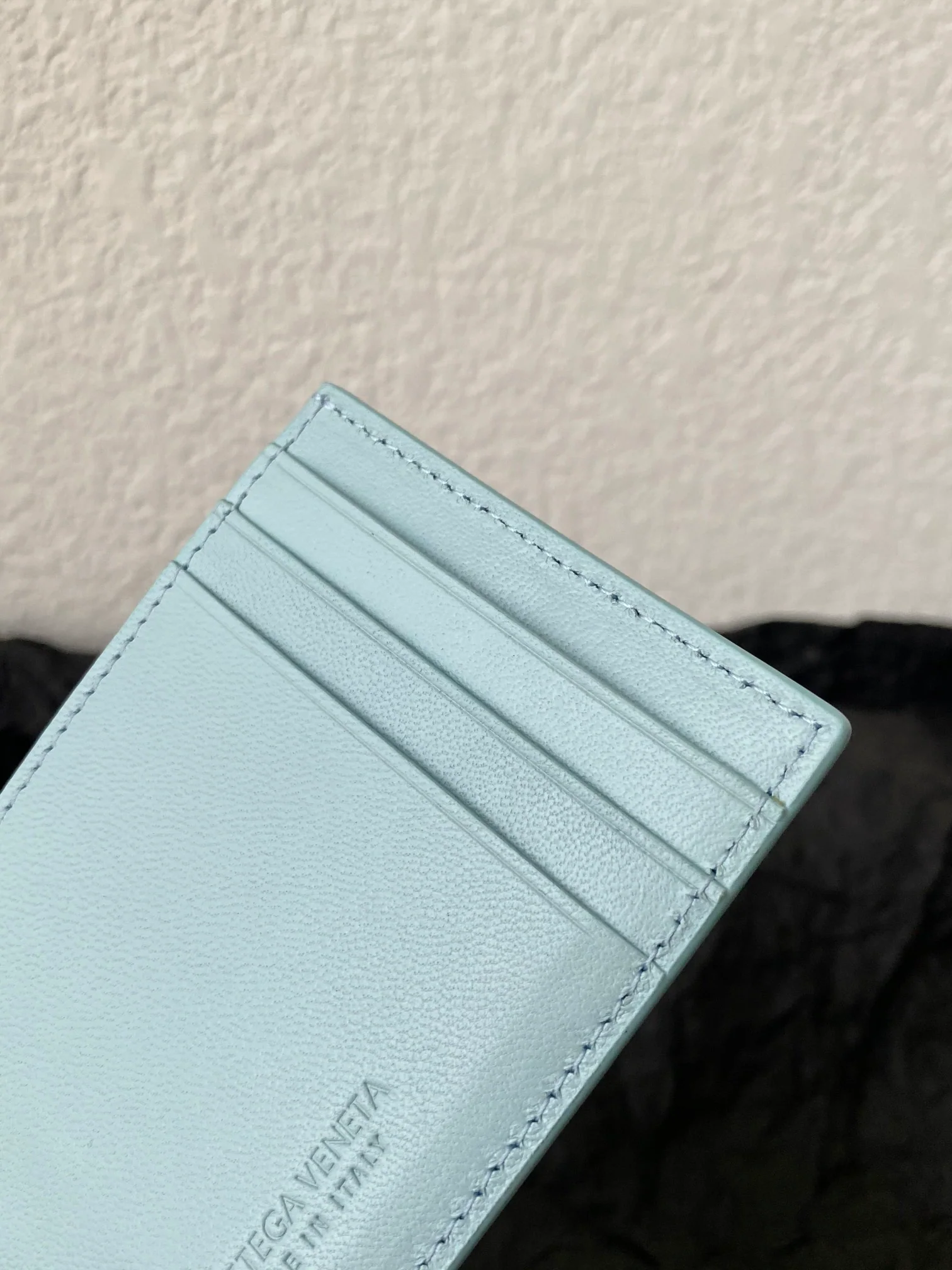 BV-中格 编织 卡夹 卡包 牛皮 11x7.5cm 湖水蓝