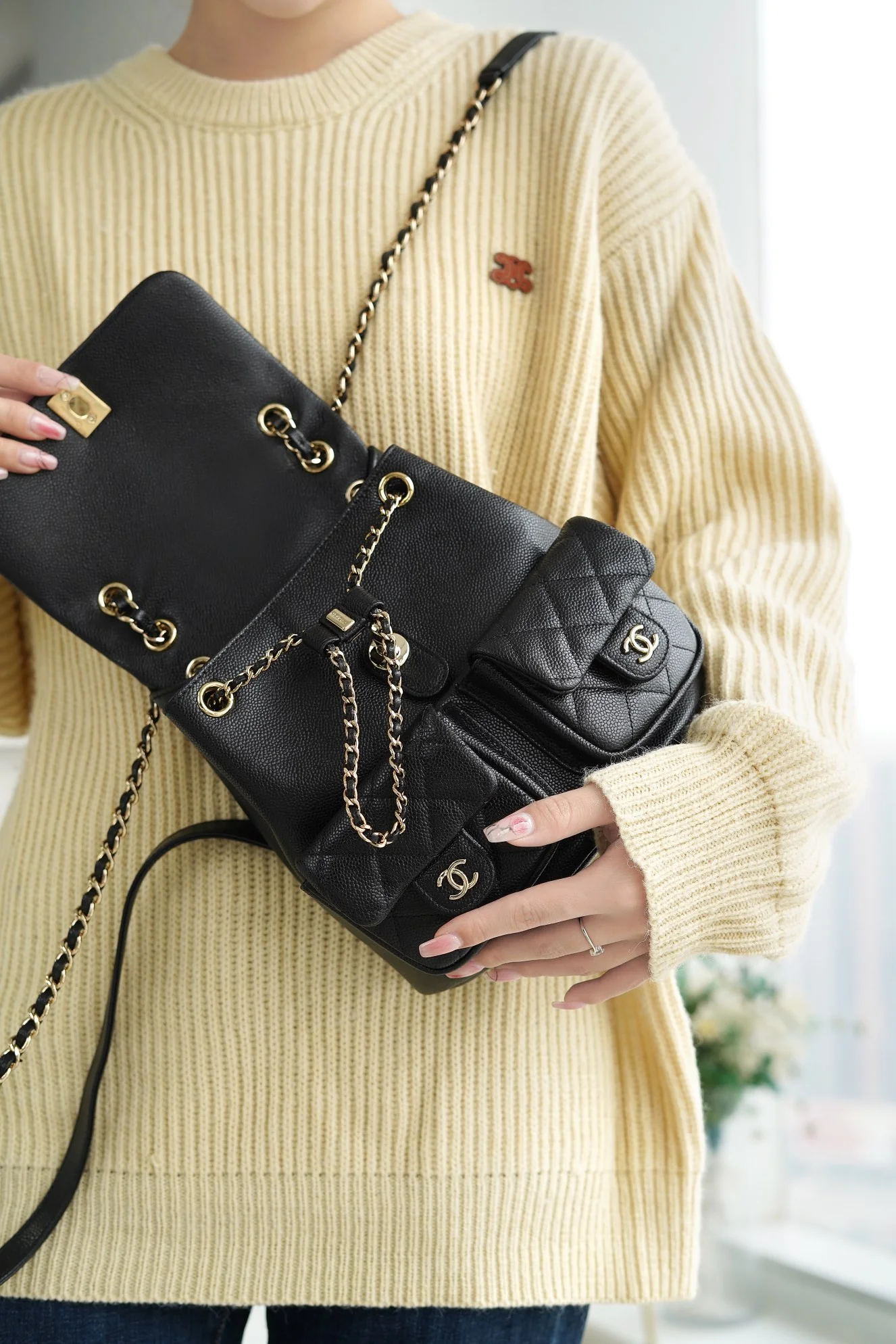 Кожаный рюкзак Chanel Duma - черный