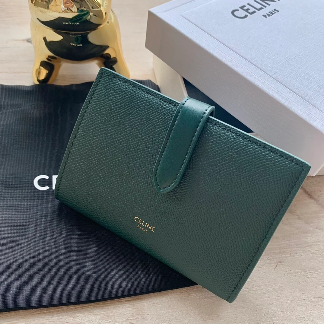 Кошелек Celine Strap из зернистой телячьей кожи - 10
