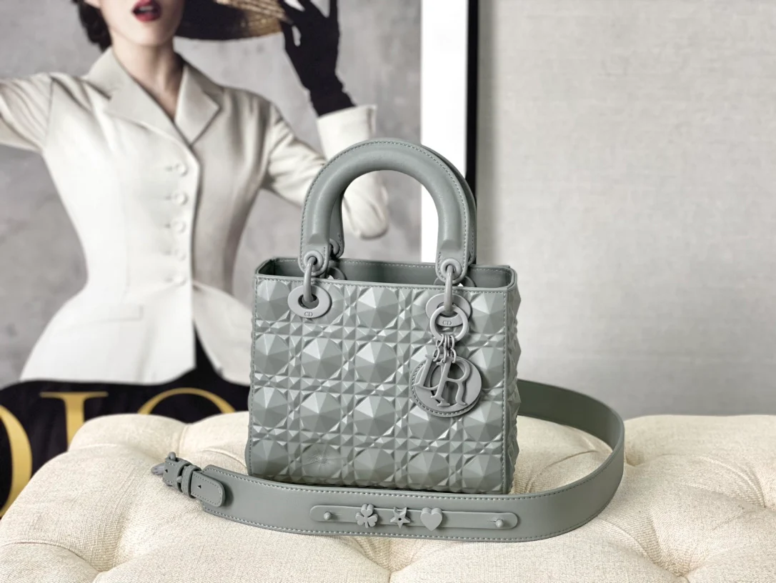 Сумка Dior Lady Dior - четырехсекционная Princess Dior - 20 см - серый ромбовидный принт