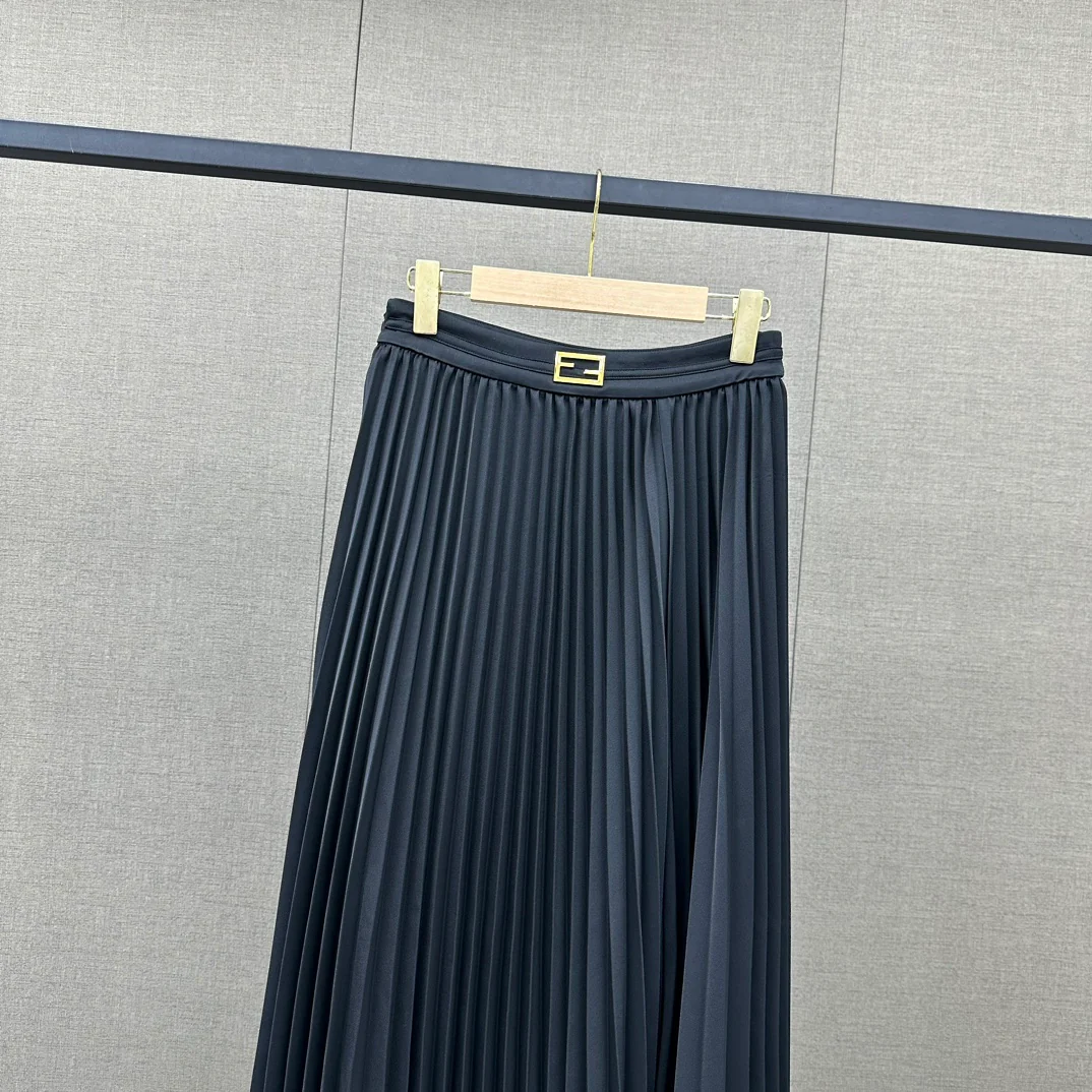 Fendi-2403 - Элегантная и милая однотонная плиссированная юбка миди