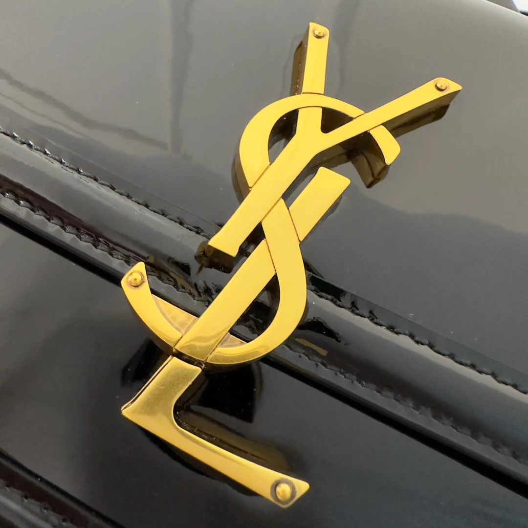 Сумка-тофу YSL Box Saint Laurent - Большая - Лакированная черная