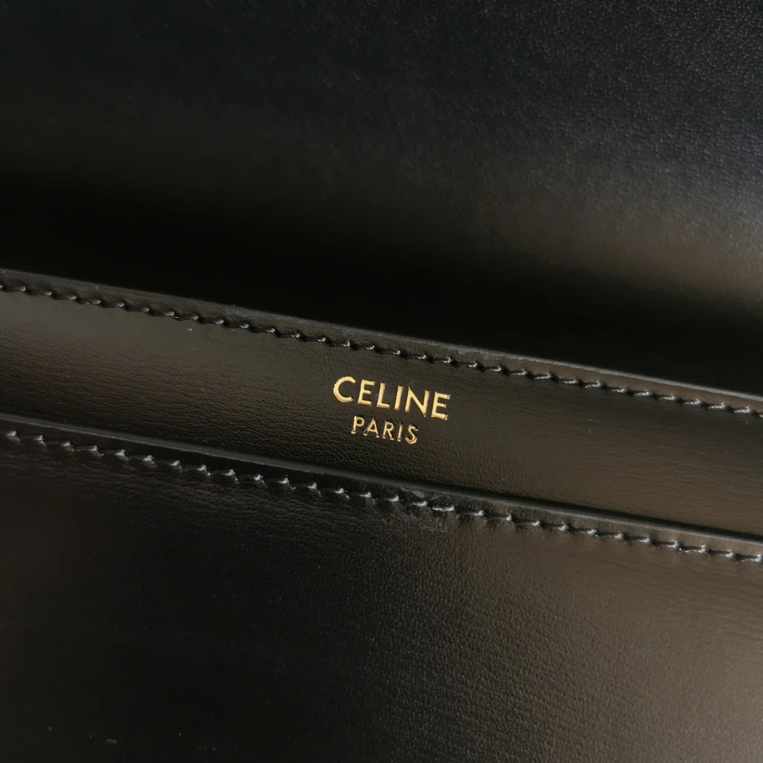 Celine - Сумка-подмышка с удлиненной цепочкой - Черная