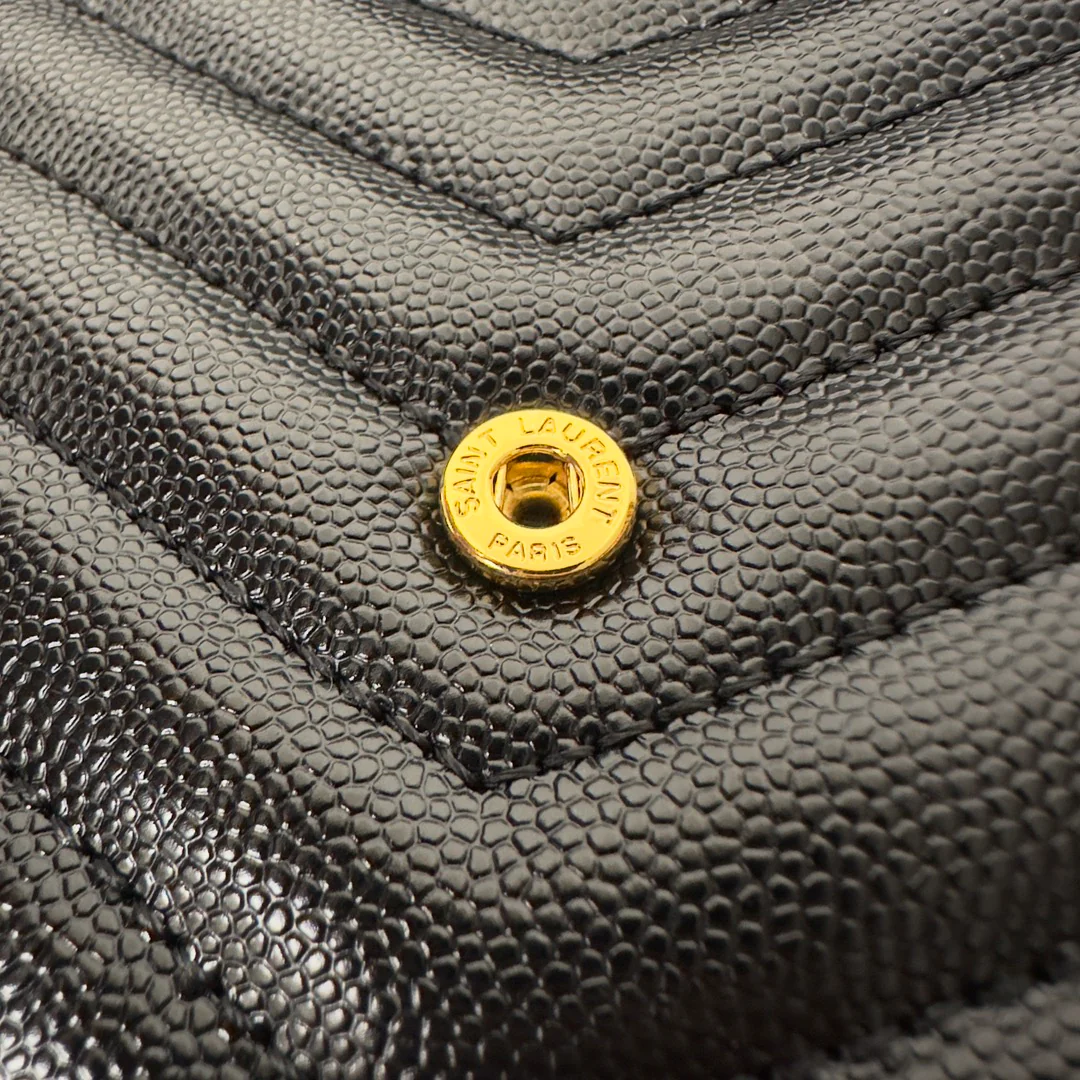 YSL Monogram Caviar WOC - черный с золотой фурнитурой - 22 см