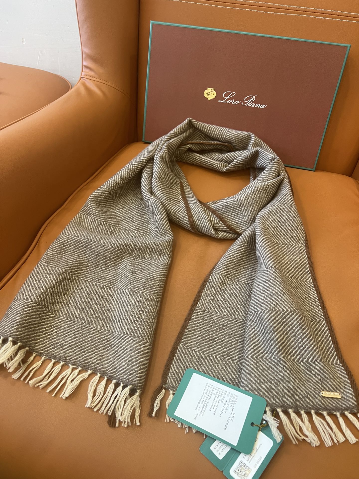 Мужской кашемировый шарф Loro Piana 2024 - 30-190 - темно-коричневый