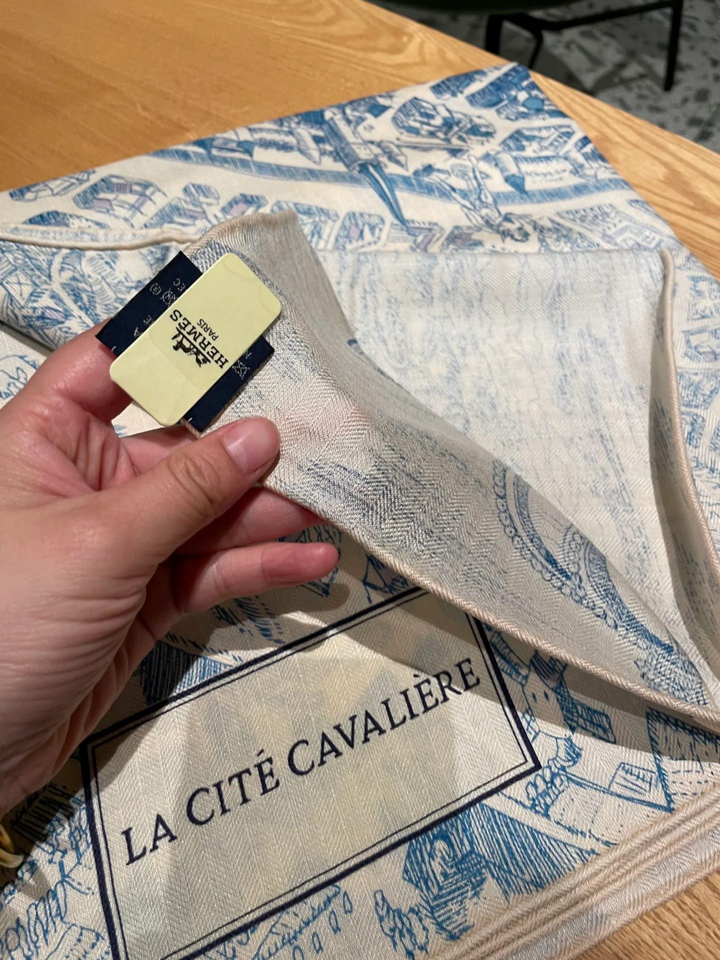 Шарф Hermes - Город Лошадей - Синий