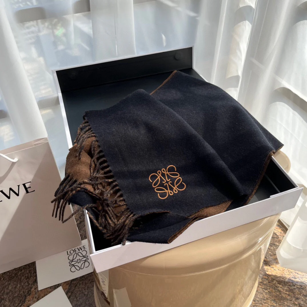 Lolwei - Двусторонний однотонный шарф - 35 - 180 см - Черный