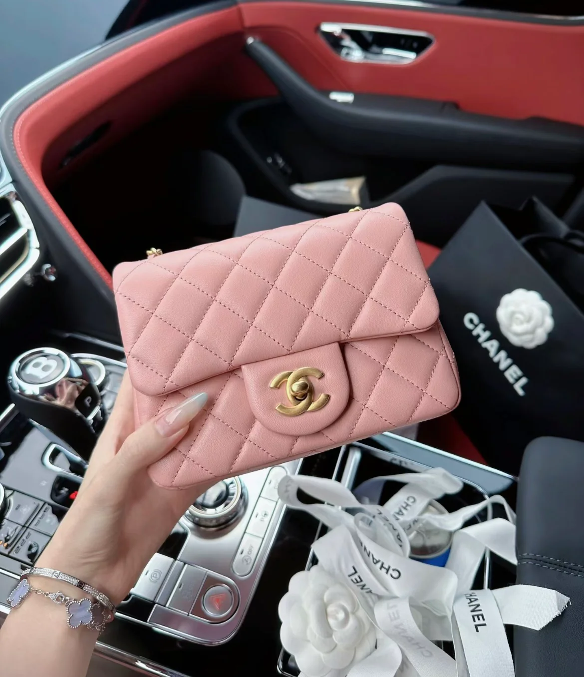 Chanel 23k Gold Globe Square Pink