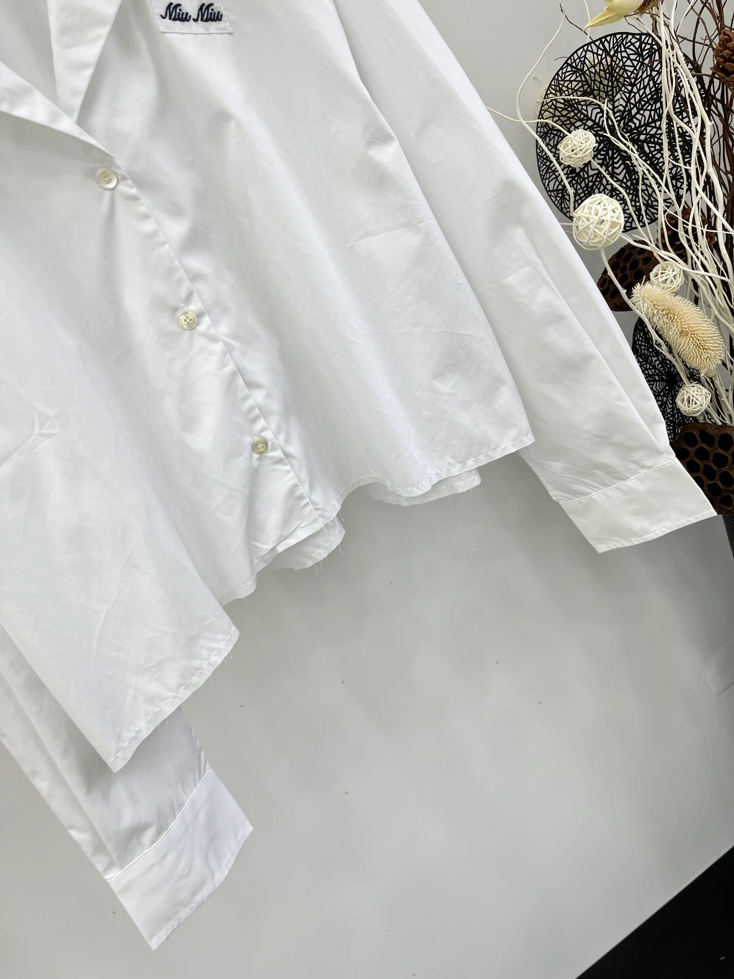 Рубашка с длинными рукавами Miu Miu-2404 в темно-синем стиле