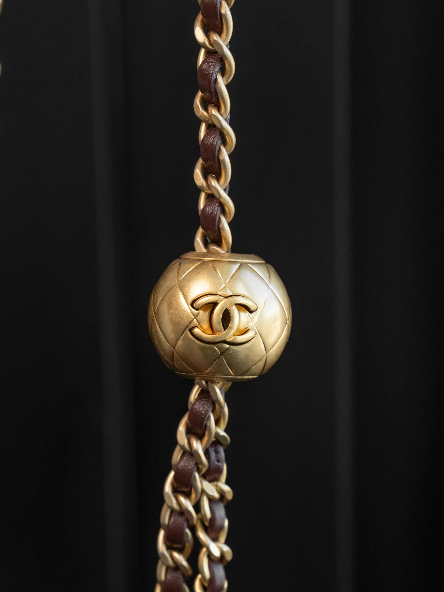 Chanel 24k CF Gold Ball Square Fat Man - Reddish Brown