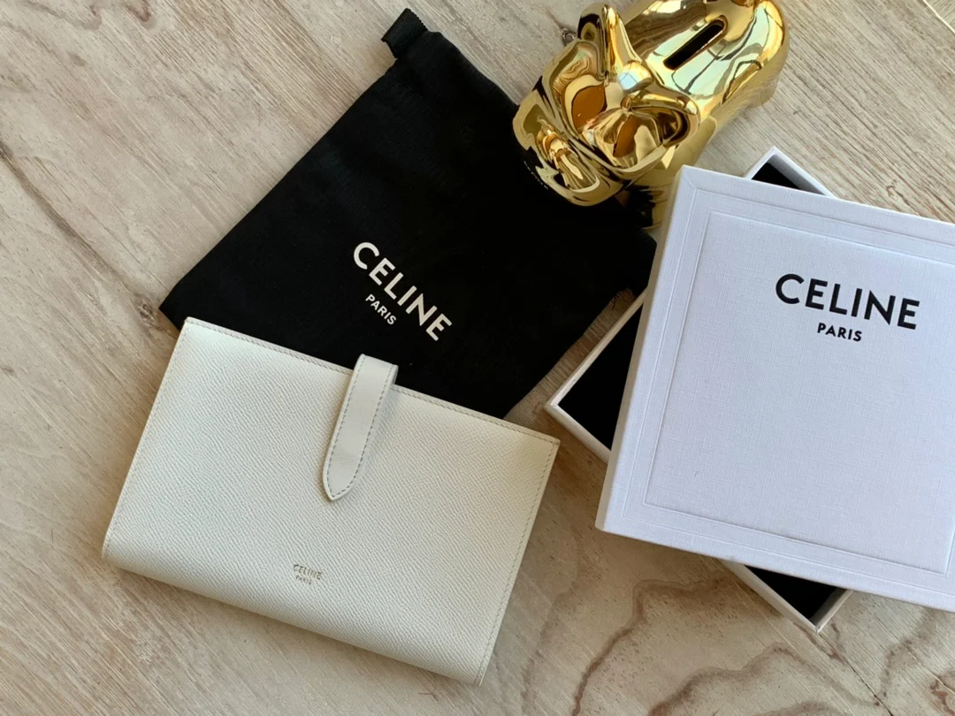 Длинный кошелек Celine - Кошелек с ремешком из крупнозернистой телячьей кожи - 13