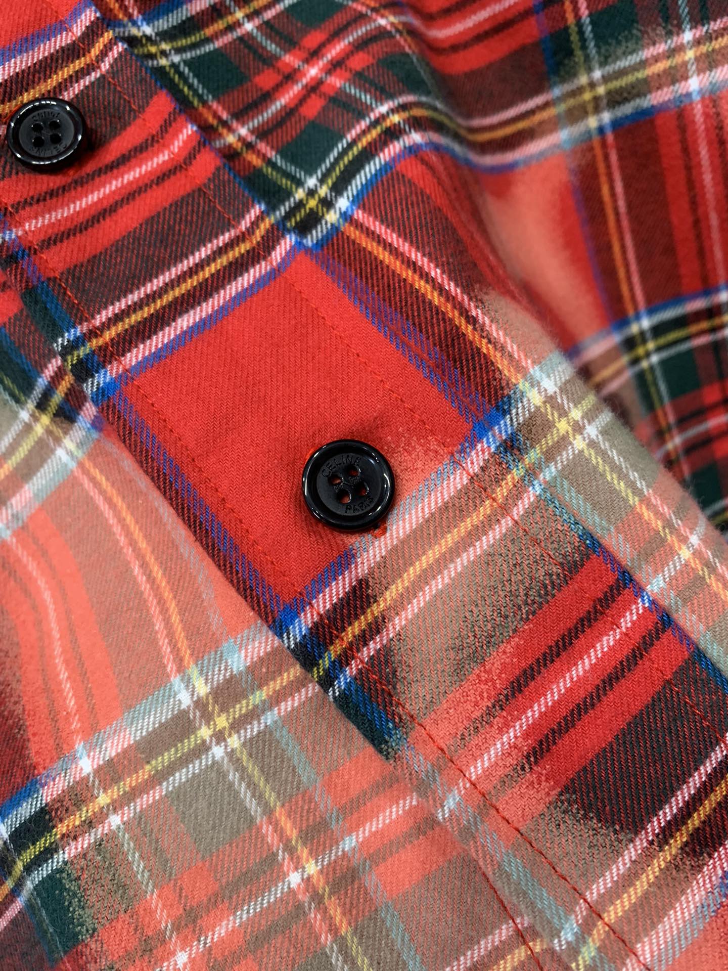 Новая клетчатая рубашка с воротником и длинными рукавами Celine 2404-24ss весна/лето