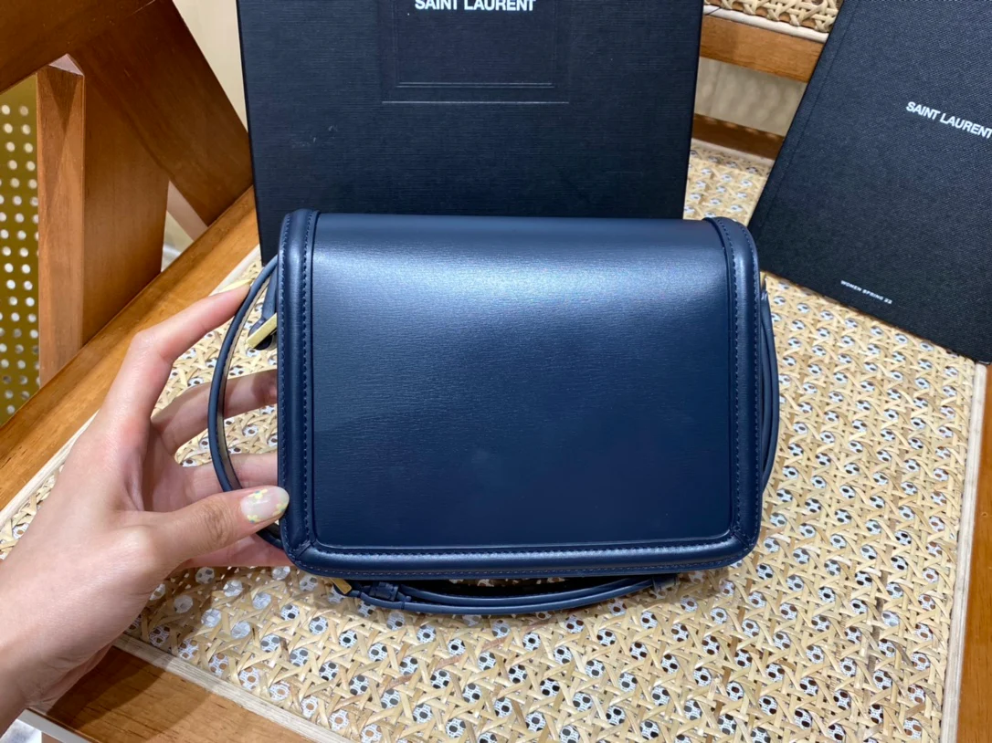 Сумка-мешок YSL Solferino Tofu Bag - грязно-синего цвета - 18 см