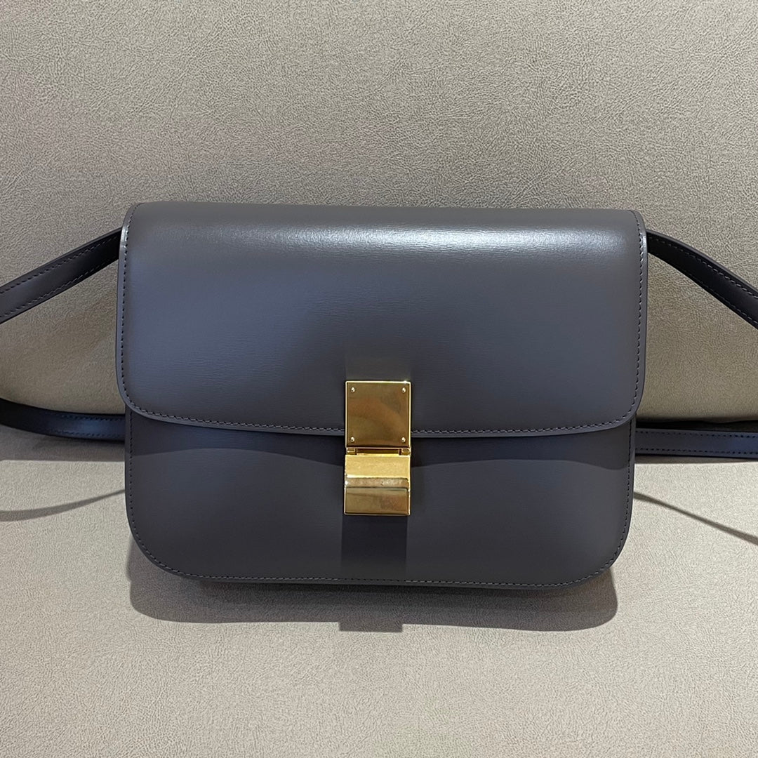 Сумка Celine Box-Ten Fine Striped, средний размер, светло-угольно-черный