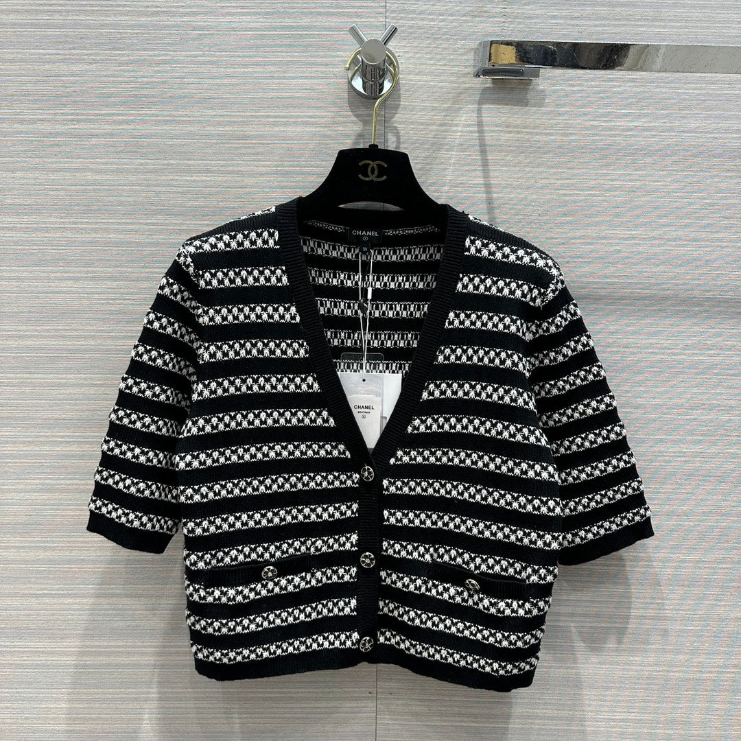 Chanel 2403 - Вязаный кардиган с V-образным вырезом - Черный