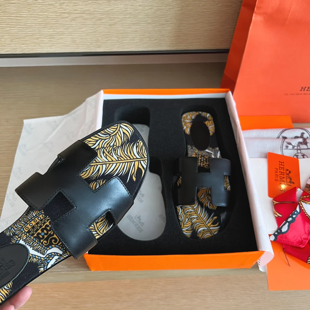 Тапочки Hermes-h Flat Slippers-1