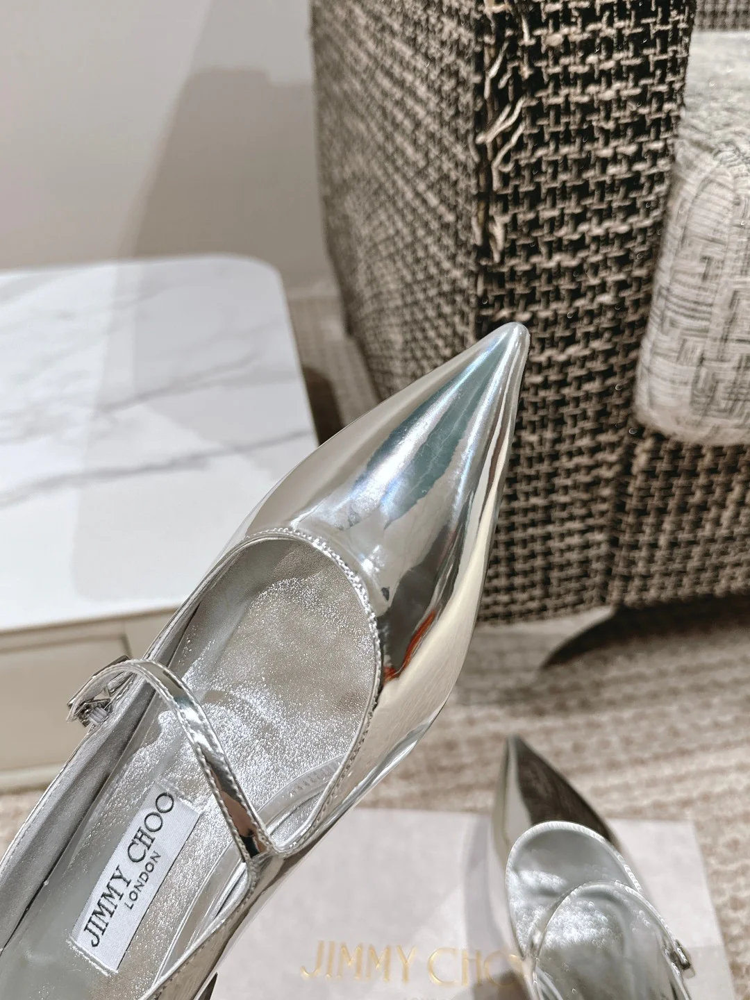 Jimmy - Туфли на толстом каблуке с острым носком - Серебристые