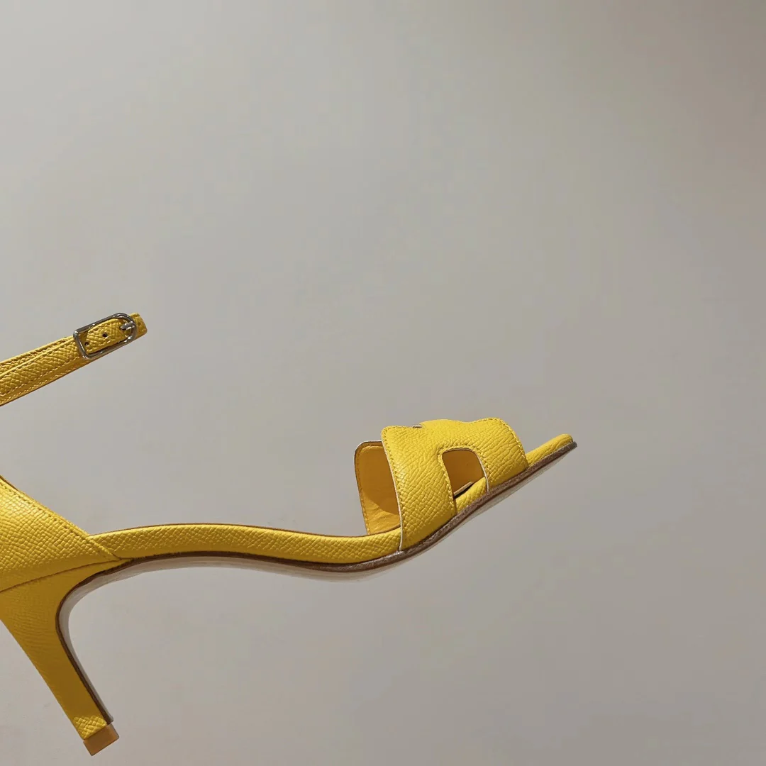 Hermes - Элегантные сандалии на высоком каблуке - 7 см - Желтые