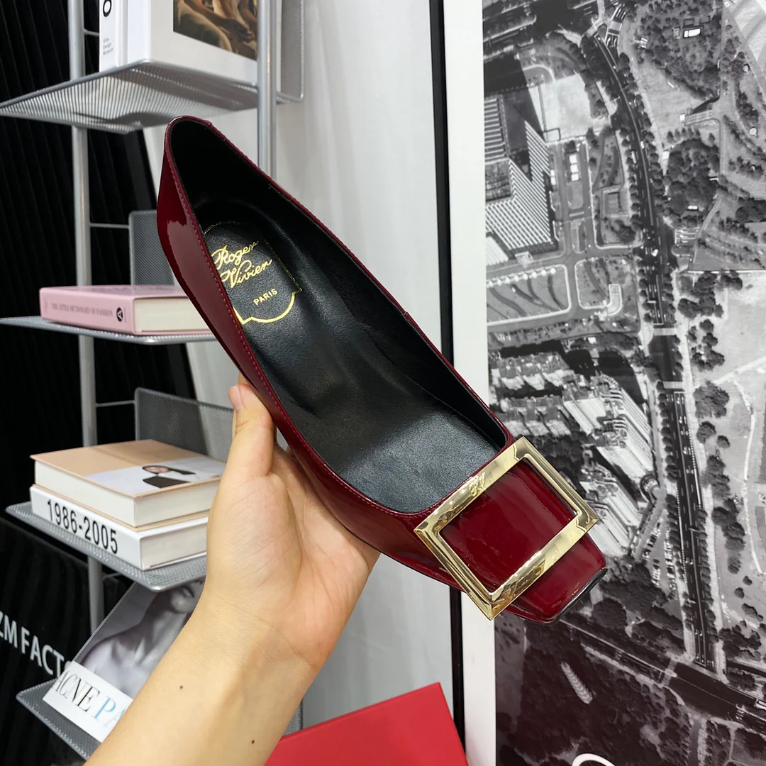 RV-7-5cm Каблук-банан - Винно-красный