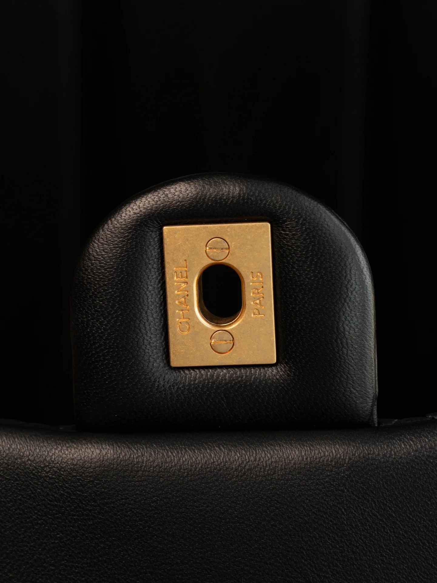 Chanel 24k Gold Globe Square Black Gold