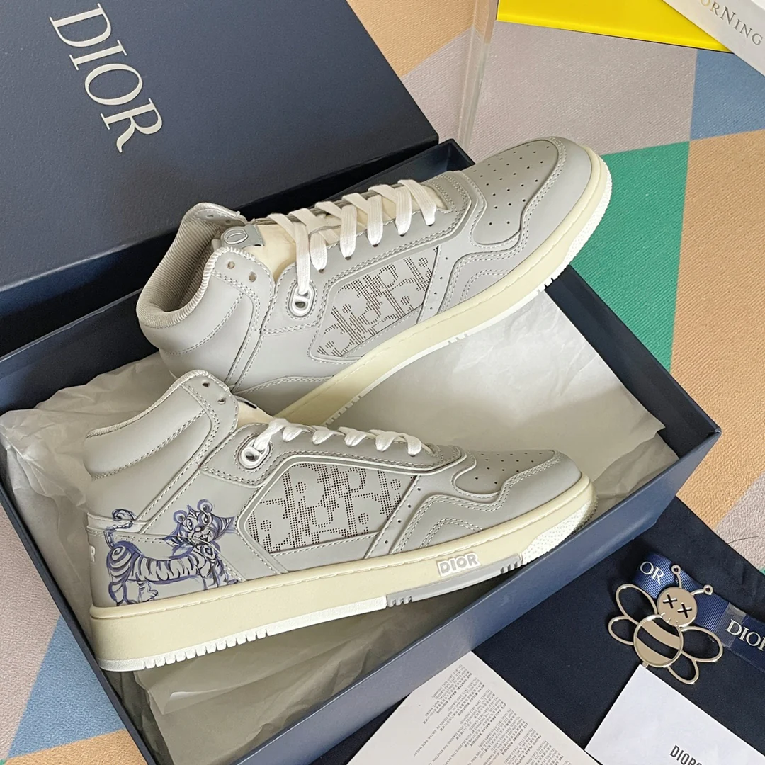 Кроссовки Dior B27 Series - Monogram Low-Top - Парный стиль - Дизайн с тигром