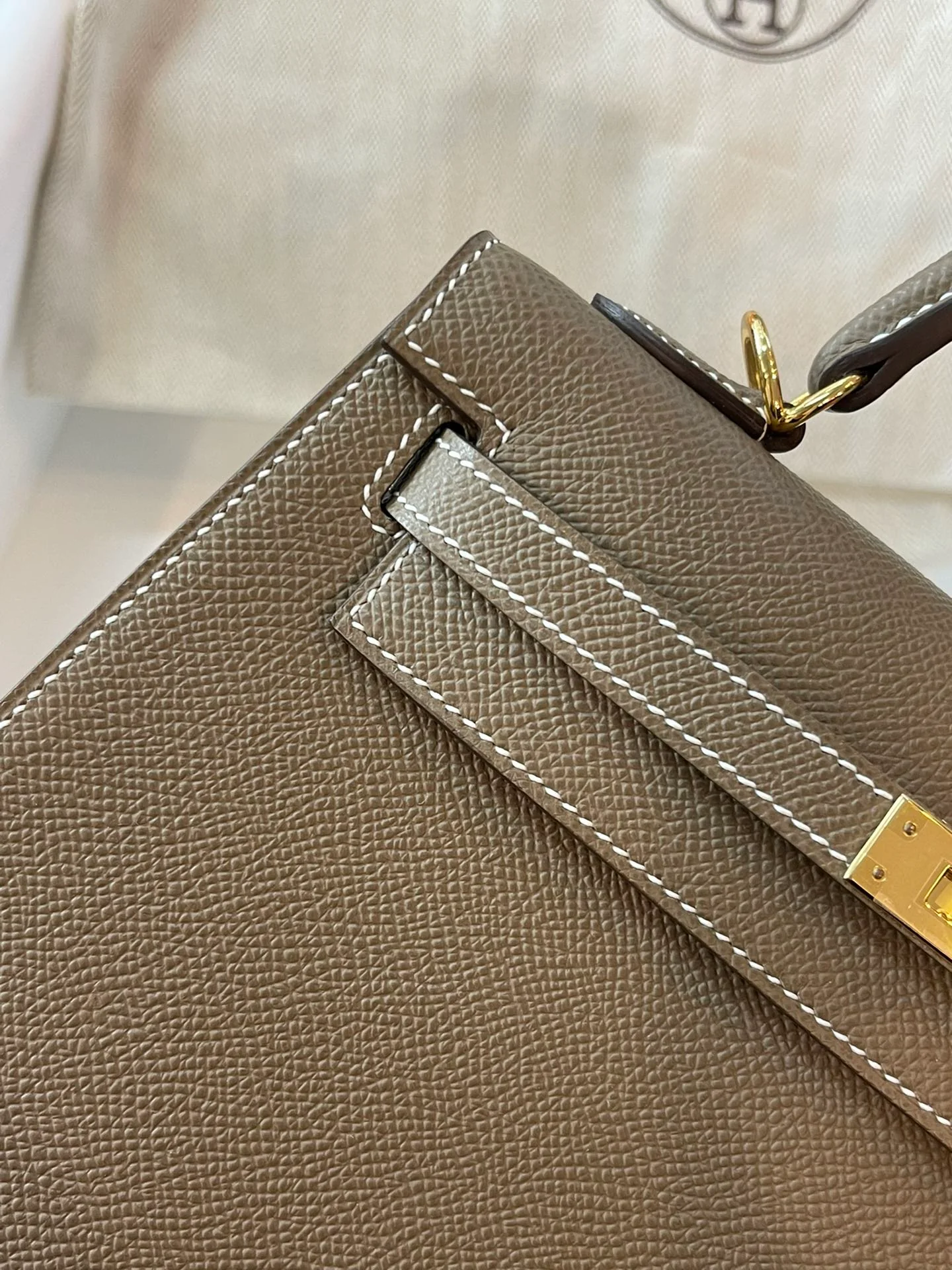 Hermes Kelly 25 Epsom 18 Elephant Grey Gold Buckle