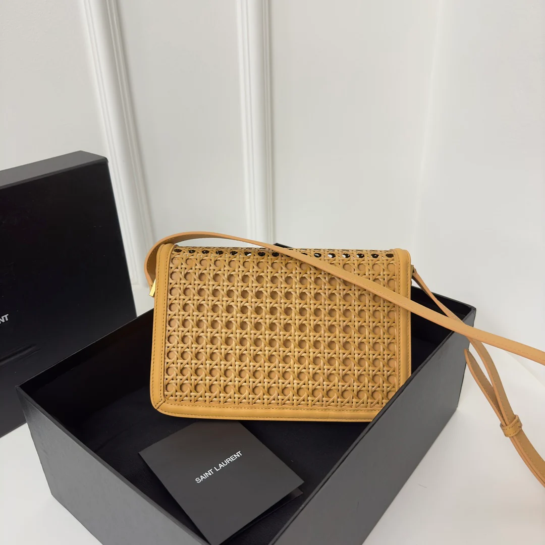 Сумка YSL Box Saint Laurent Tofu Bag - Большая - Плетеная