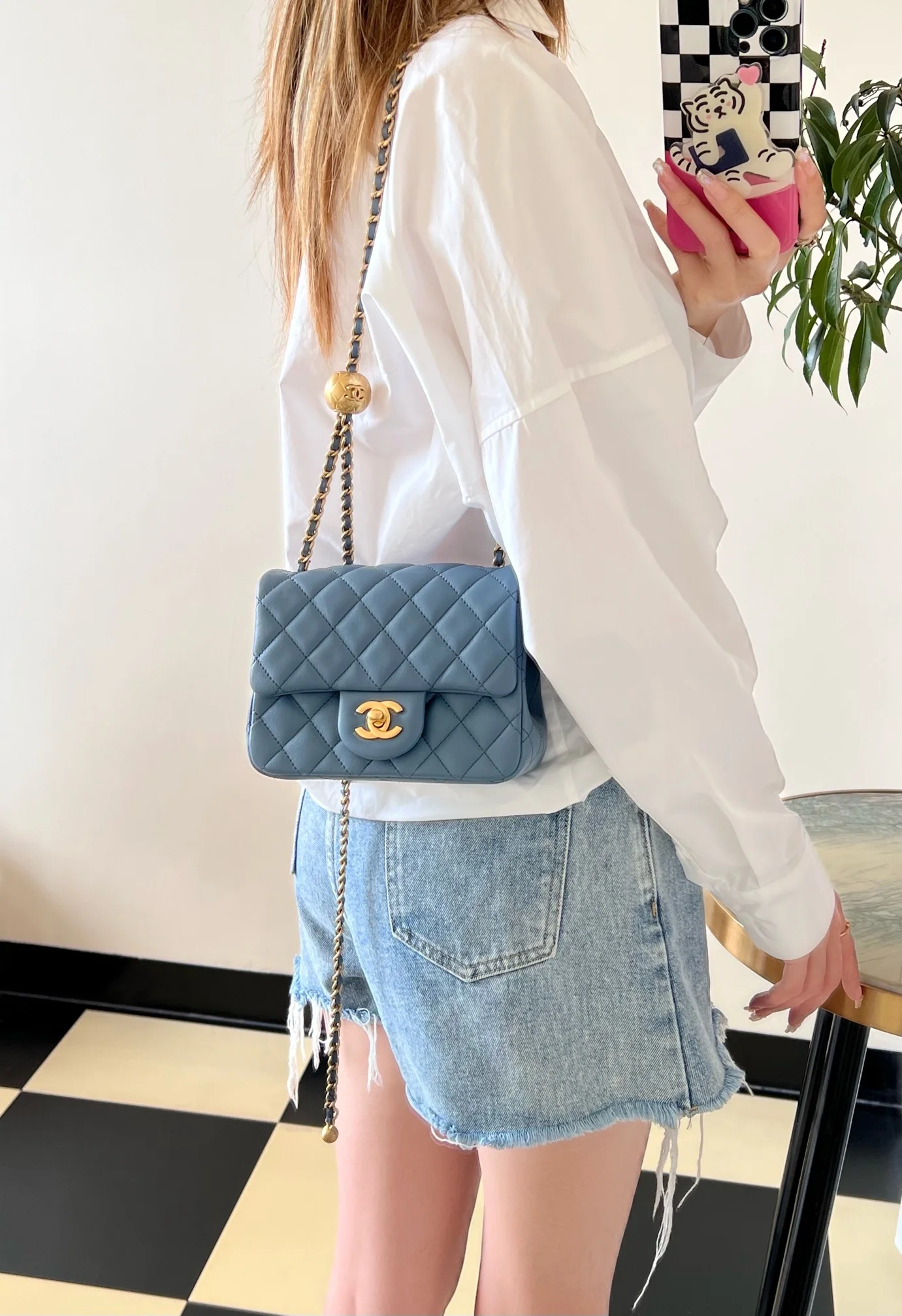 Chanel - CF Golden Ball Square Fat Man - Denim Blue