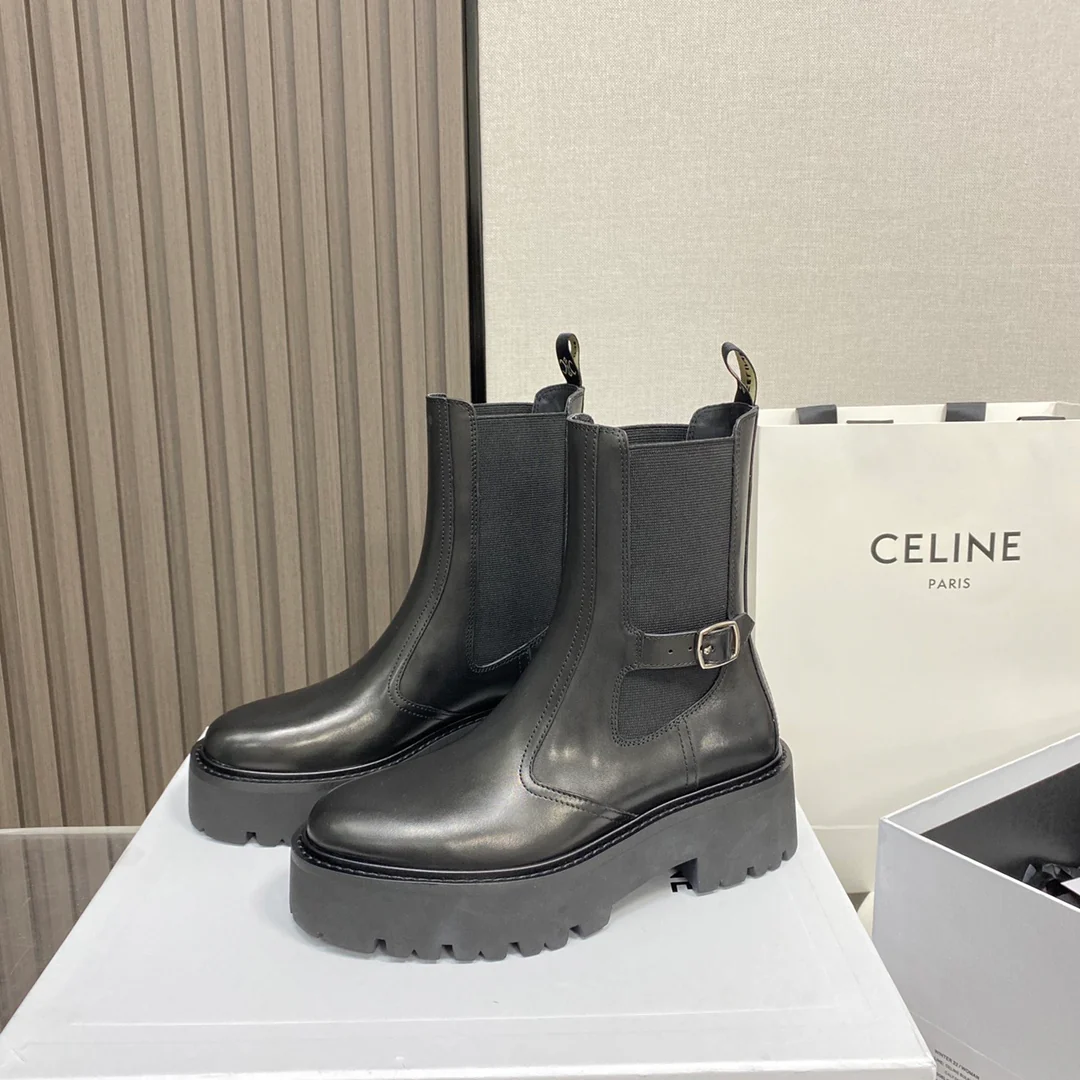 Ботинки Celine на платформе в стиле милитари - высота каблука 5 см - Размеры 35-39-40 (возможен индивидуальный заказ)