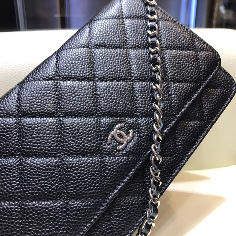 Chanel - Классические часы WOC - 19 см - Черные с серебряной пряжкой