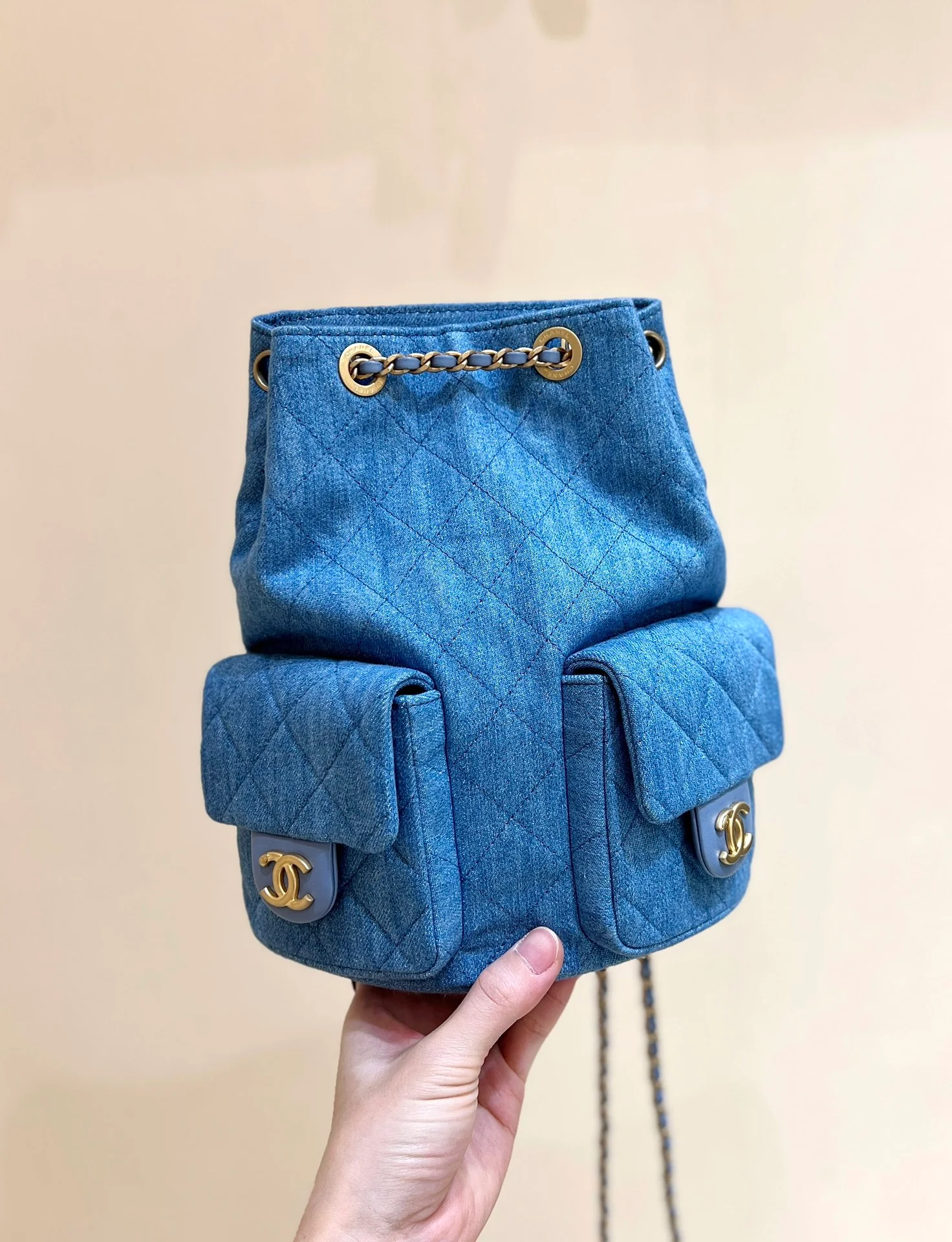 Рюкзак Chanel с двумя карманами - синий