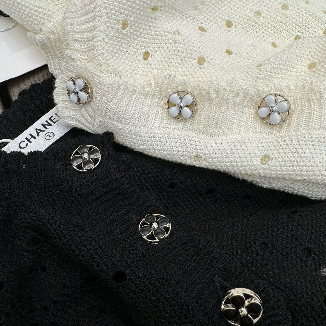 Chanel 2403 Весна/Лето Новинка Ажурный вязаный крючком топ - Белый