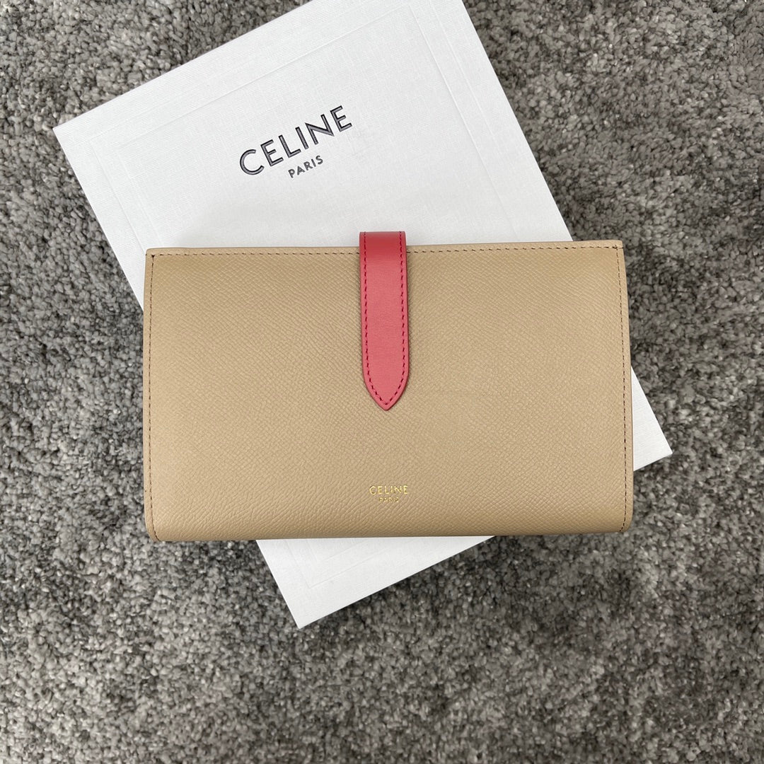 Длинный кошелек Celine - Кошелек с ремешком из крупнозернистой телячьей кожи - 5