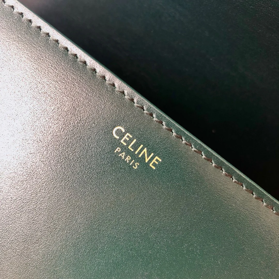 Celine Triomphe Medium Calfkin Dark Green