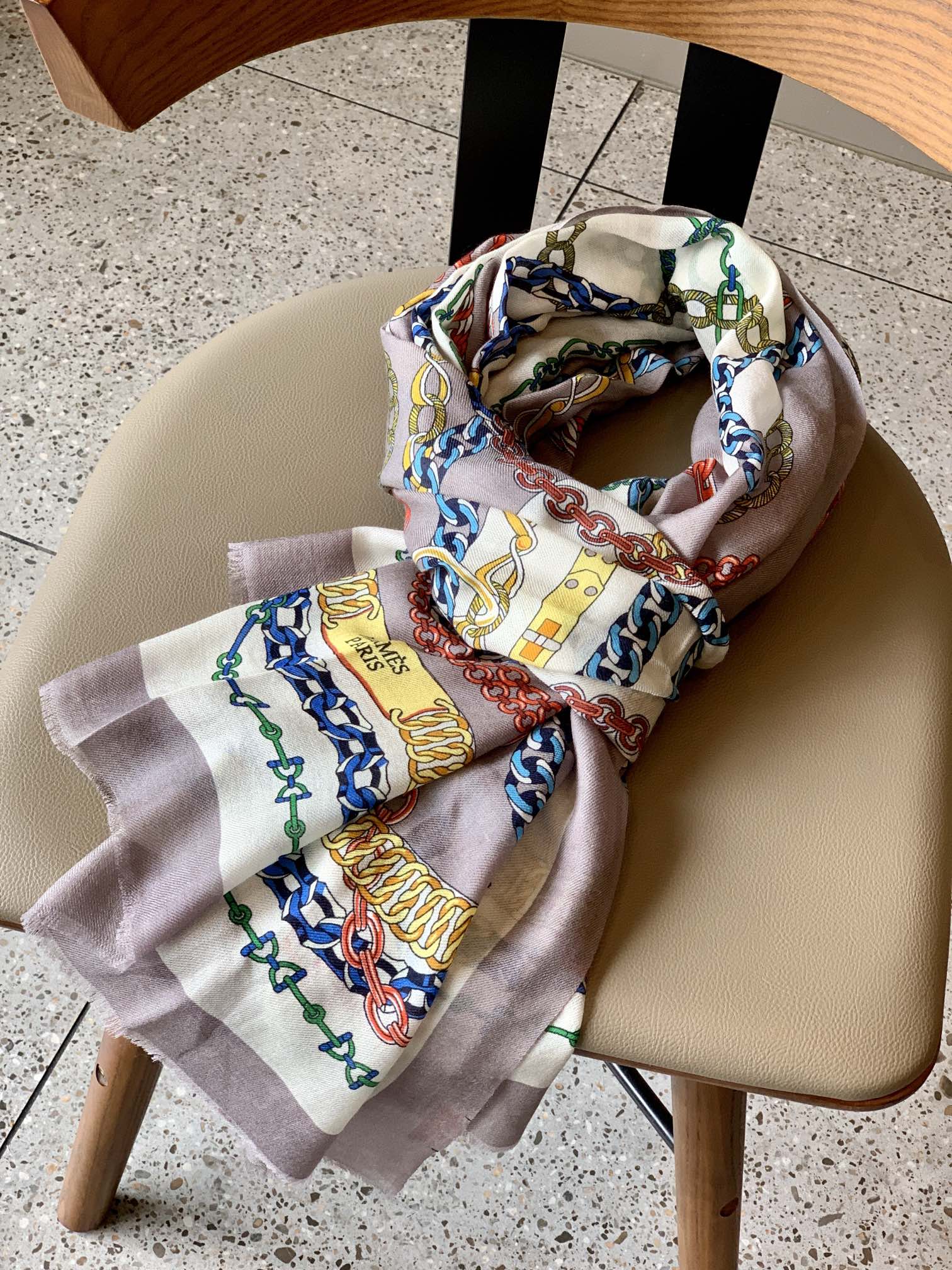 Шарф-цепочка Hermes - 100-200 см - 100 см - высококачественный кашемир