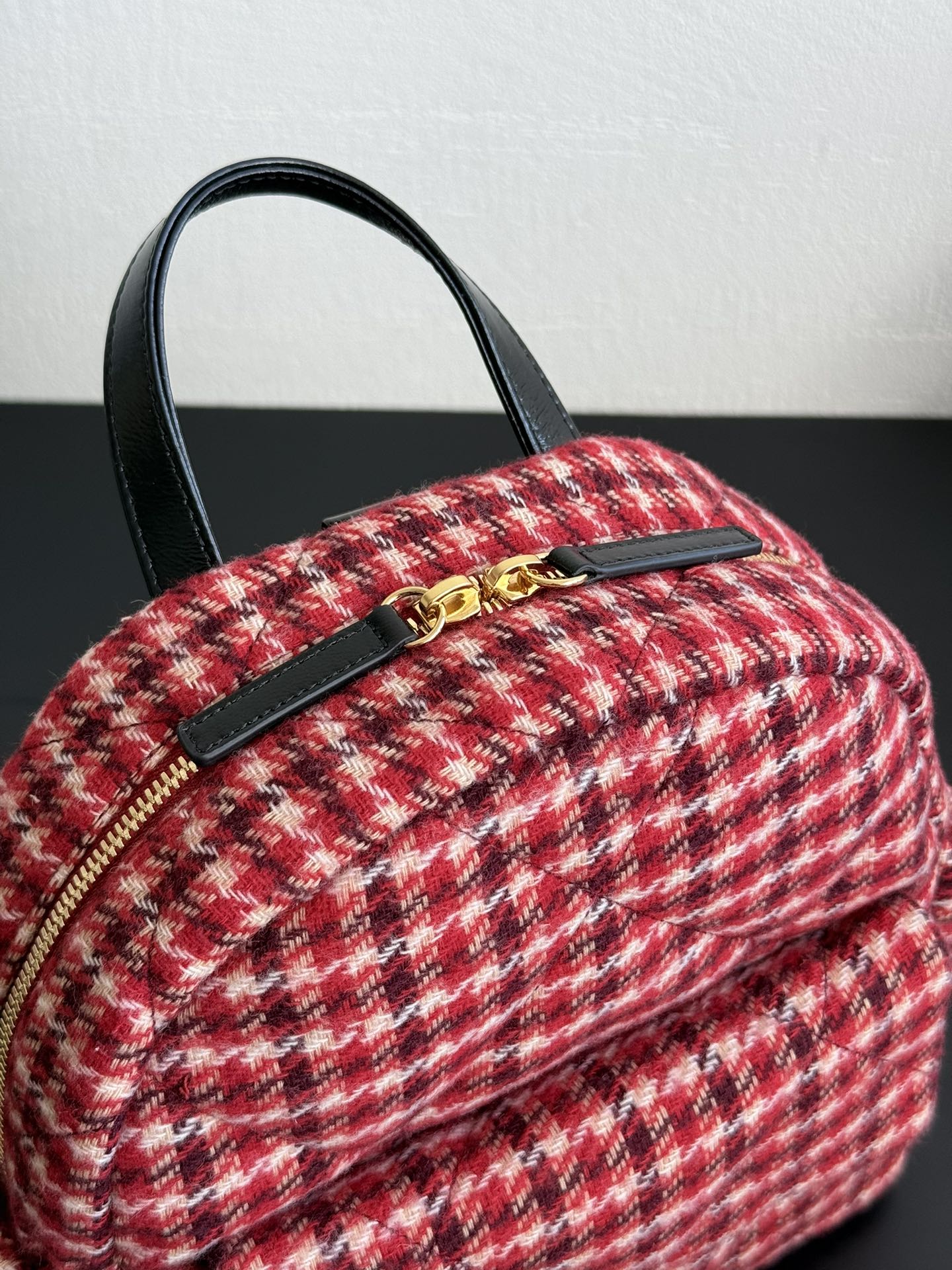 Рюкзак Chanel в клетку ?гусиная лапка? — красный